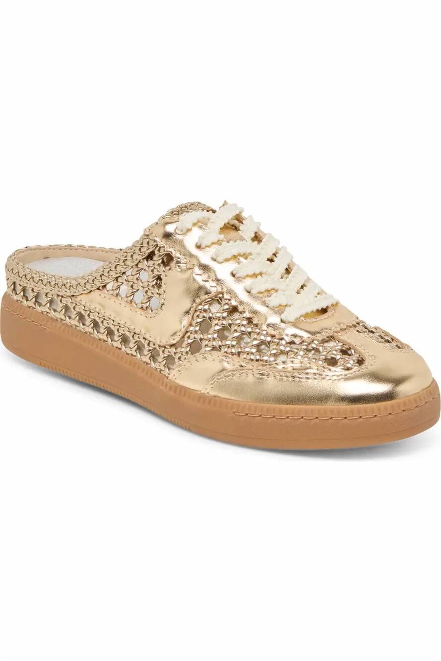 NEW DOLCE VITA women's notice woven slide sneaker in gold